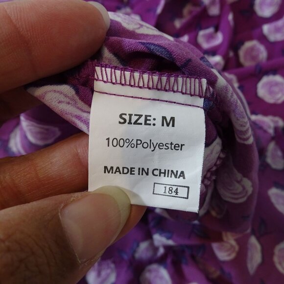 Dokotoo Women Purple Floral Maxi Dress Size M 3/4 Sleeve Loose Fit Tiered - Picture 6 of 12